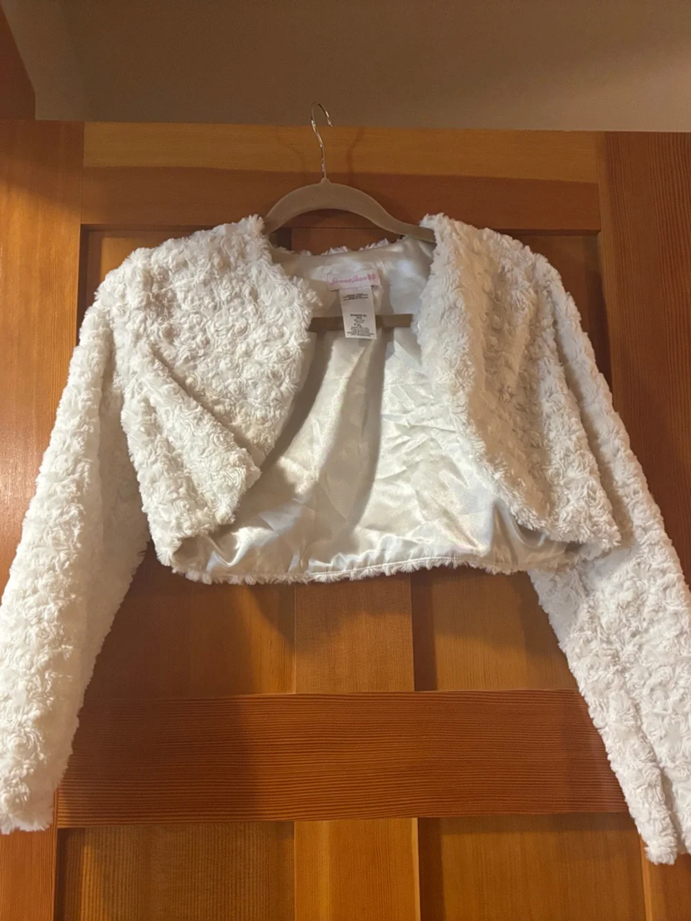 Bonnie Jean Cream Faux-Sherpa Bolero Shrug Jacket